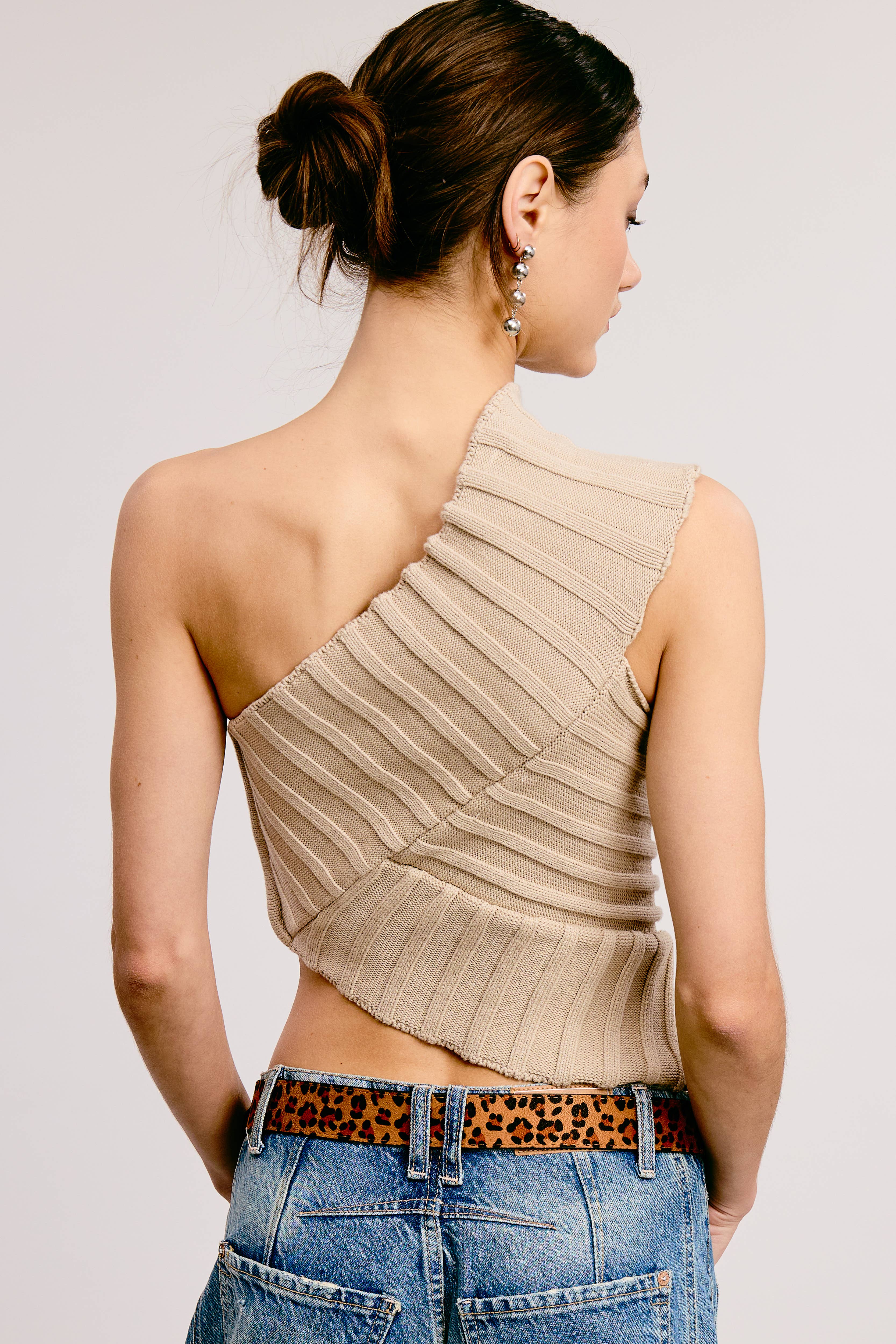 Mimosa - Wholesale Knit Top - Women's - One-Shoulder Asymmetrical Ribbed-Knit Sweater Top14