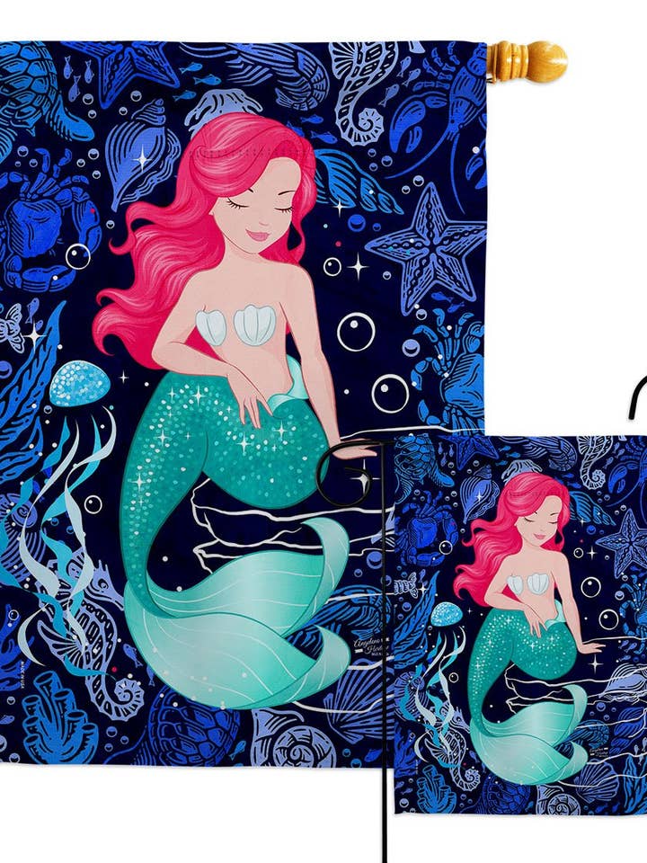 Beautiful Mermaid Animals Sea Creature Fantasy Decor Flag for wholesale by Two Group Flag Co
