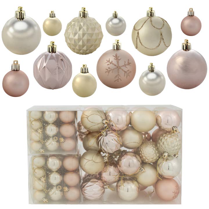 Sunnydaze Decor - Wholesale Ornament - Winter Wonderland 100-Piece Rose Gold Christmas Ornaments 🎅