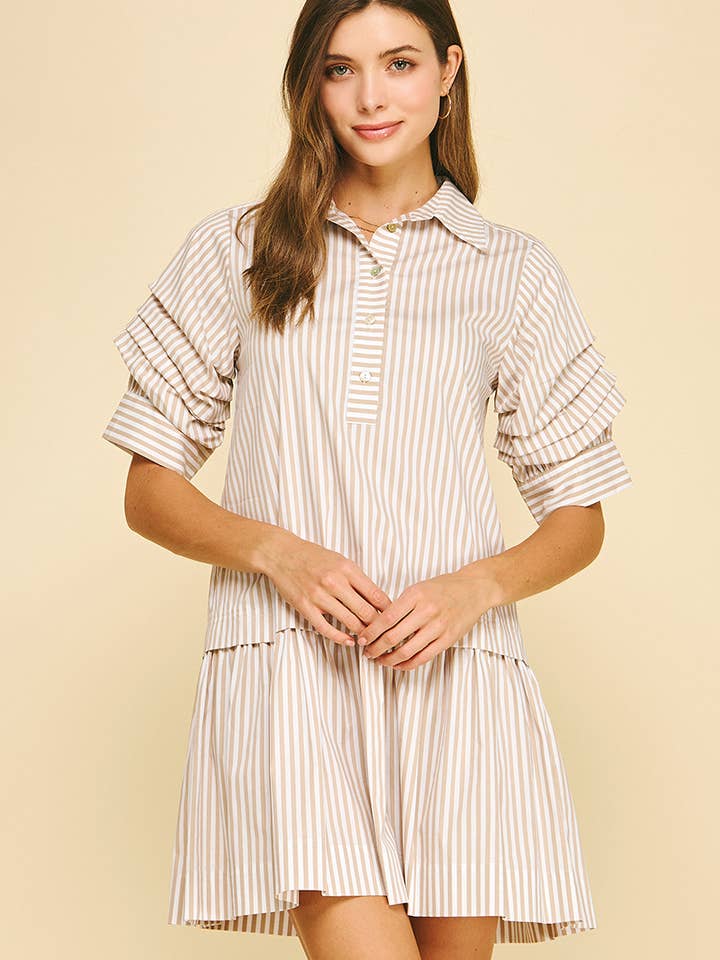 VESTIDO MINI COM BOTÕES E RISCA - 6603DA por atacado de PINCH