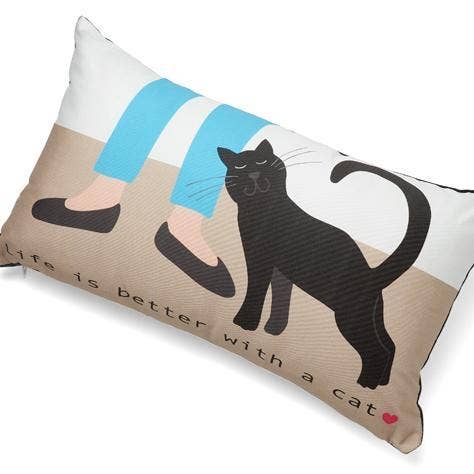 Pillow: Life is Better With a Cat for wholesale by Up Country, Inc.