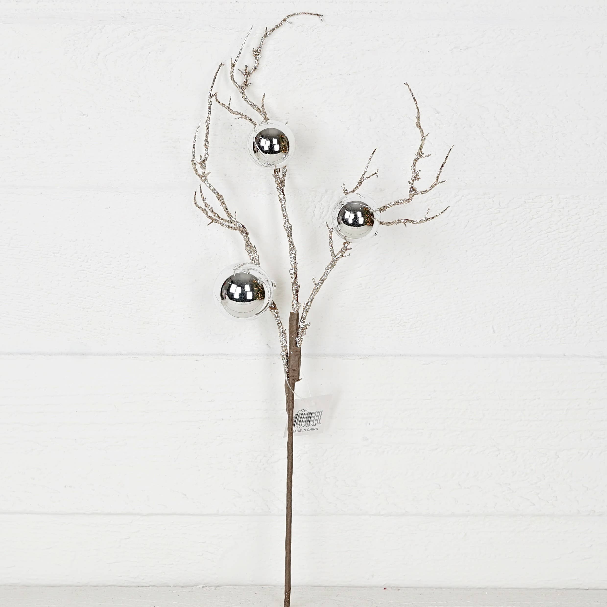 Holiday Depot Inc. - Wholesale Christmas Decoration - 29768- 20in Glitter Twig Pick with Balls-Silver5