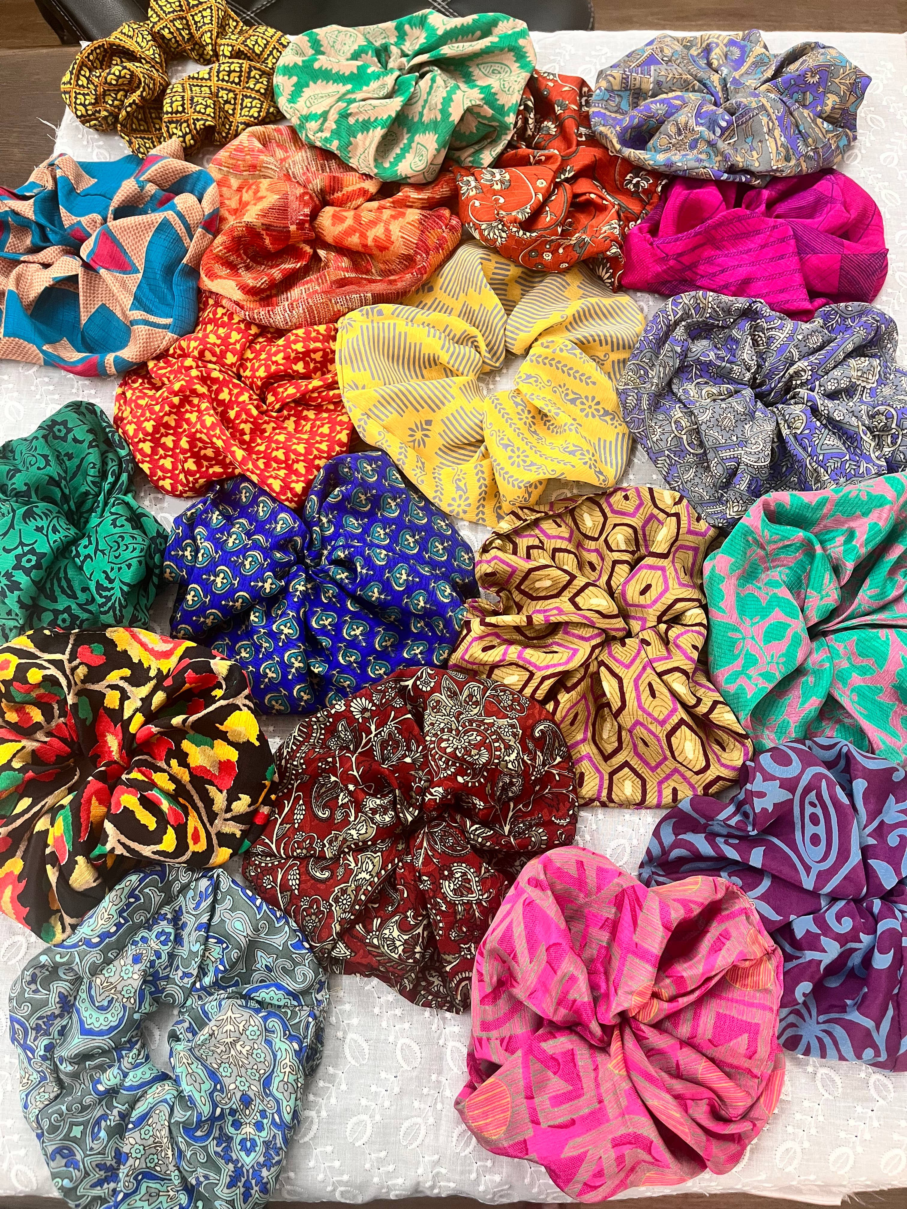 Meghcraft - Wholesale Scrunchie - Women's - Vintage Silk Scrunchie-vintage Upcycled Silk Scrunchie4