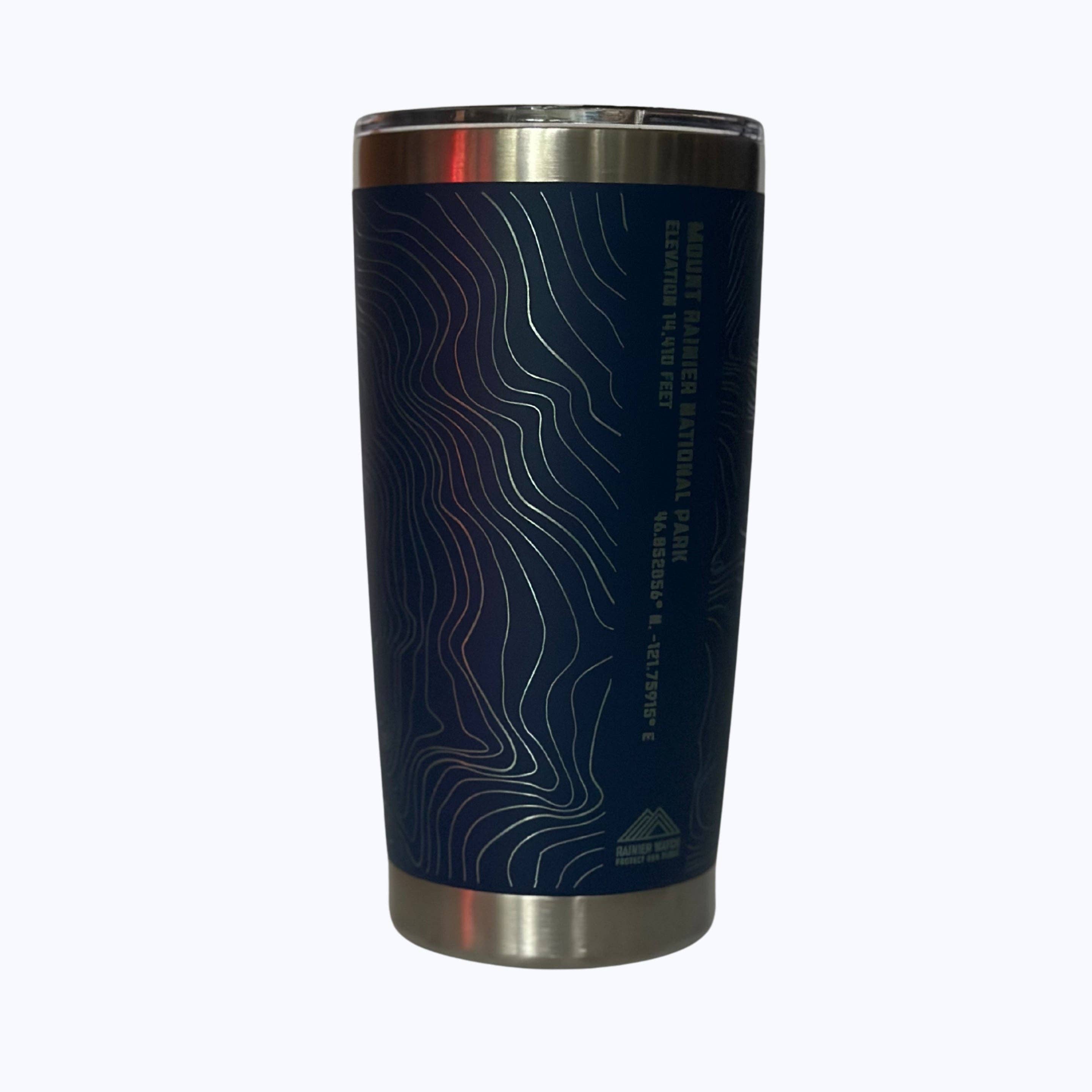 Rainier Watch Supply Co - Wholesale Insulated Mug/Tumbler - Mount Rainier National Park Topo Travel Coffee Tumbler (20oz) - Navy4