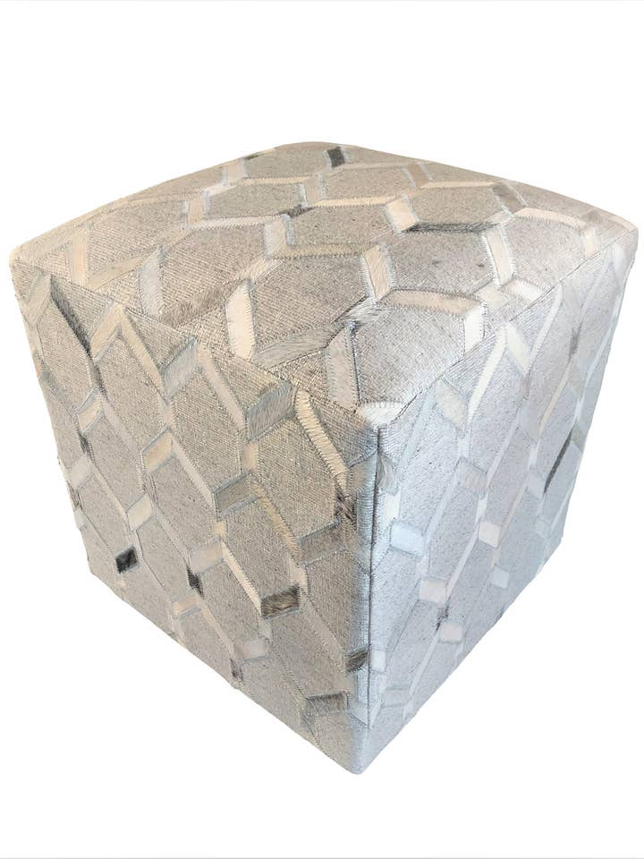 Beverly Geometric Huidpoef, ivoor (18"x18"x18") voor wholesale door Noori Rug