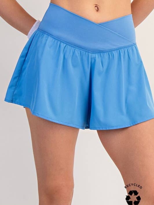 P416437-Standard Fit V Crossover Flared Short for wholesale by Sunday Morning