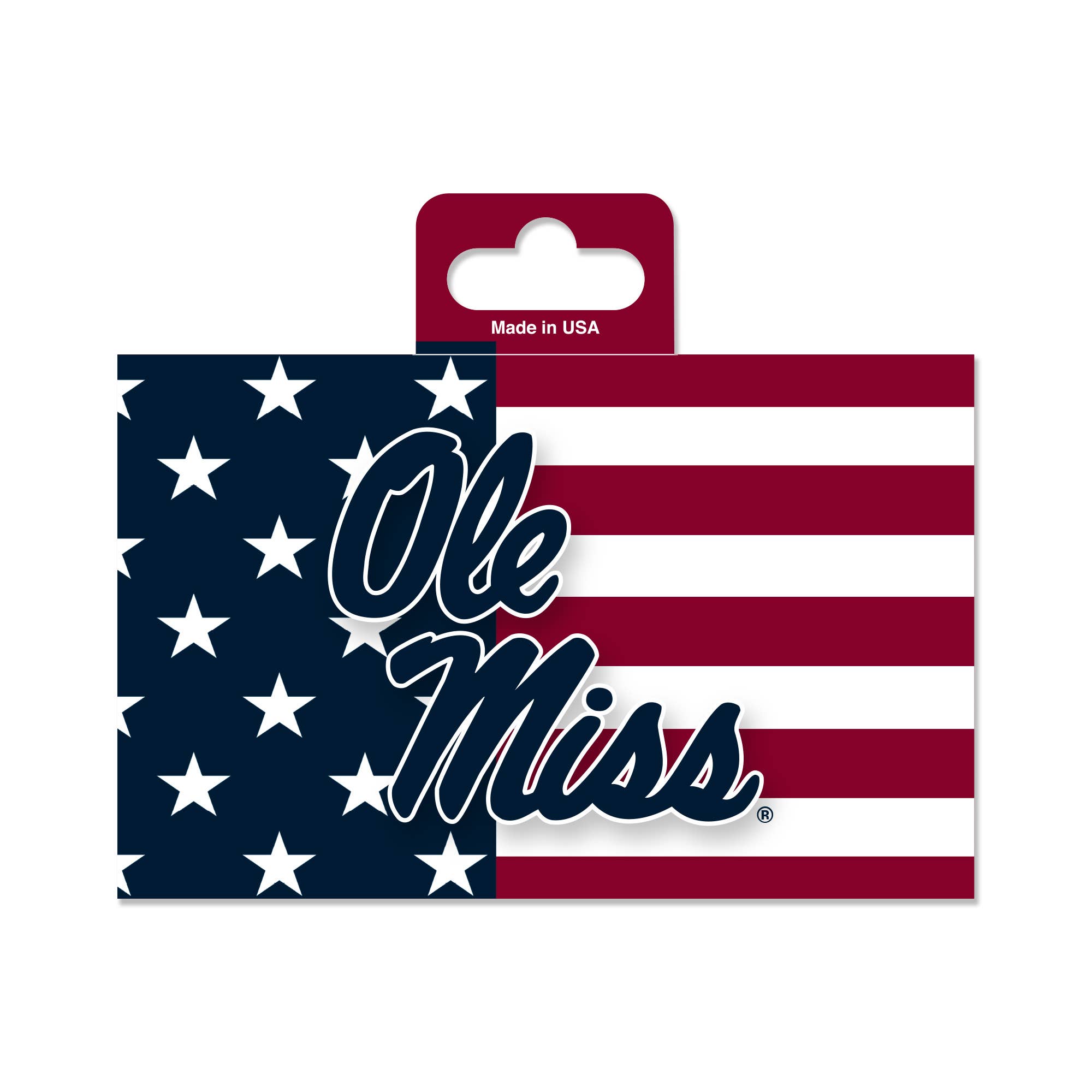 Rico Industries - Vente Breloque décorative pour voiture – unisexe - Autocollant découpé patriotique de l'Université du Mississippi NCAA0