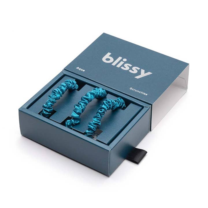 Blissy Skinny Scrunchies - Aqua for wholesale by Blissy