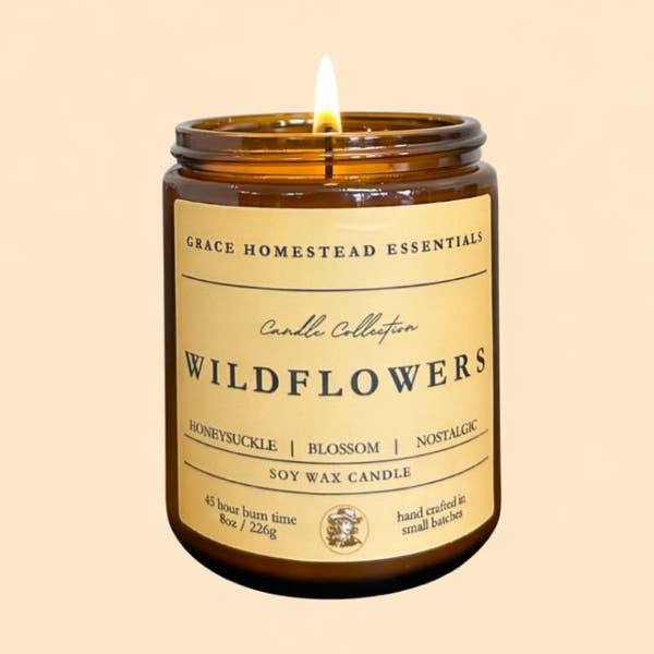 Bougie de soja aux fleurs sauvages - 8 oz pour la vente par Grace Homestead Essentials