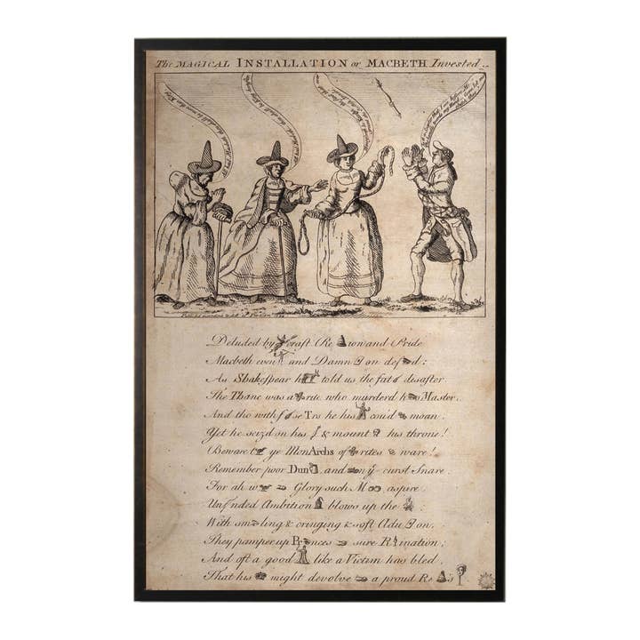 Antique Curiosities Inc - Wholesale Art Print - Illustrated Macbeth witches book page