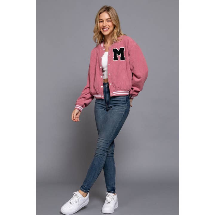 Paperdoll - Wholesale Varsity/Baseball Jacket - Women's - LONG SLV CODUROY VARSITY JACKET11