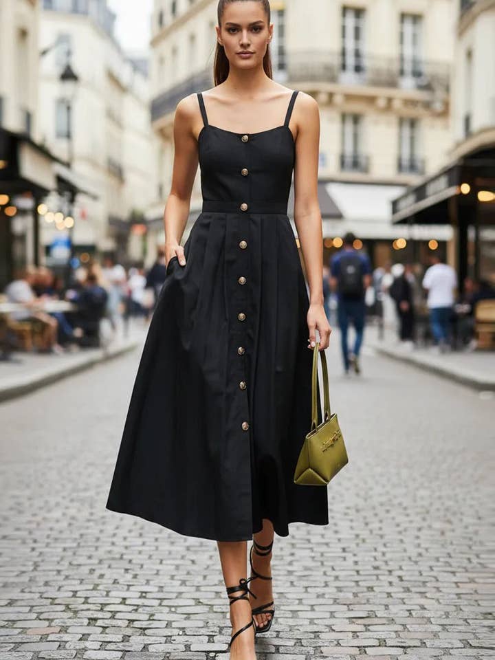 Button Detail Midi Dress for wholesale by VAVA by Joy Han