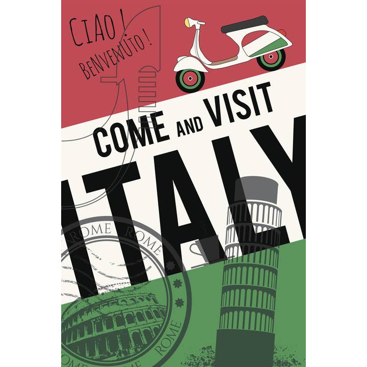 Kom og besøg Italien Retro Rejse Turisme Kunst Plakat Plakat for engroshandel hos Gotham Gifts