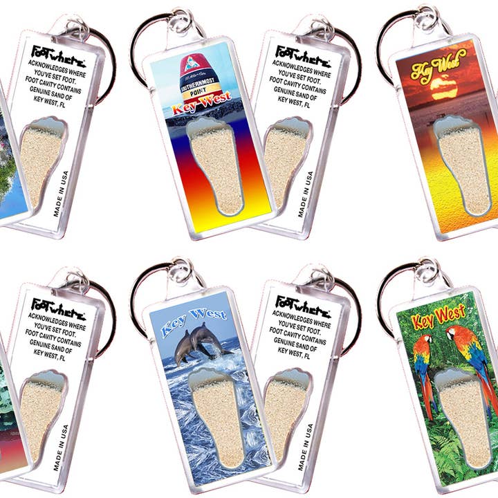 Key West FootWhere® Souvenir Keychain. 72 pieces/6 assorted styles. for wholesale by FootWhere- USA Group, Inc.