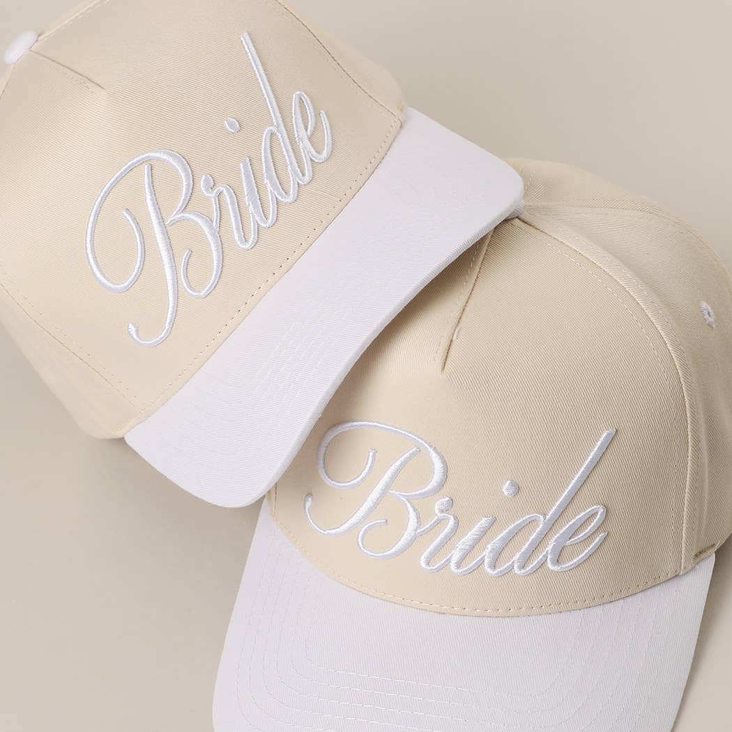 WHITE BRIDE Embroidered  Canvas Two-Tone Trucker Hat for wholesale on Faire1