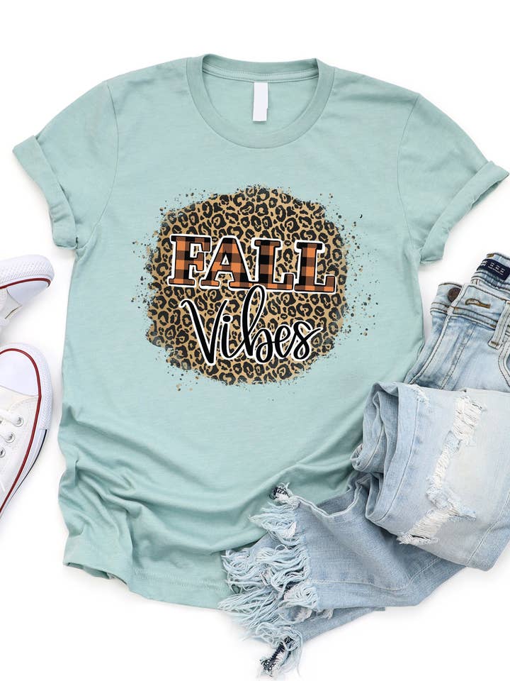Fall Vibes Cheetah Graphic Tee for wholesale by Tickled Teal