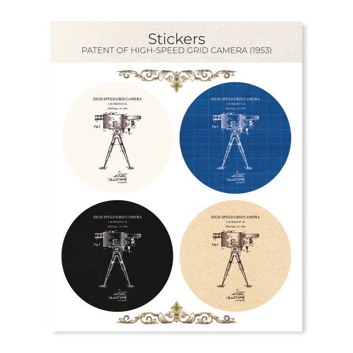 Ezen Trade – wholesale Sticker – PATENT OF HIGH-SPEED GRID CAMERA (1953): Patent Sticker Set