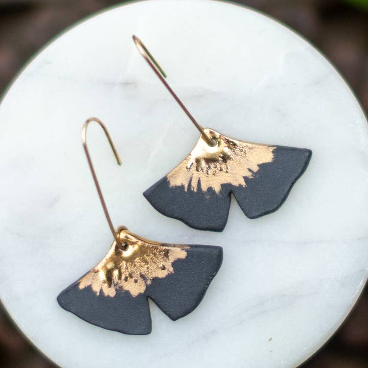pendientes de ginkgo negros para venta al por mayor de Remnant Studios