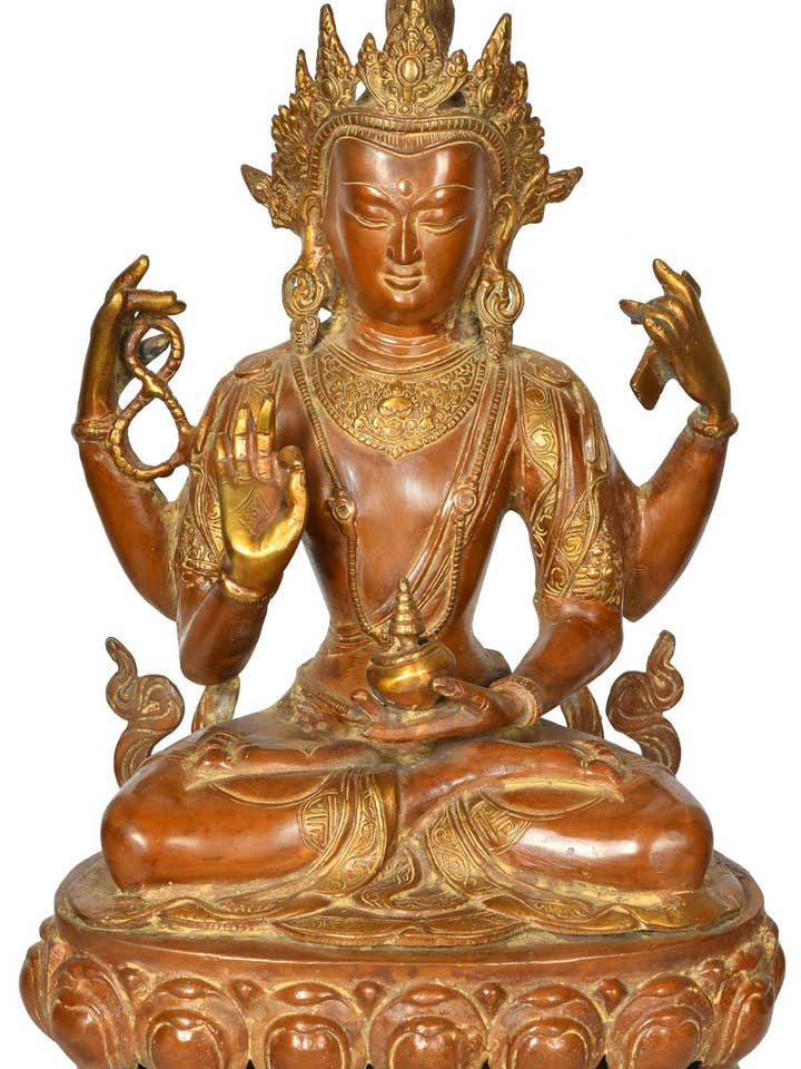 A Composite Image Of Buddhist Deity In Brass Statue for wholesale by Exotic India Art