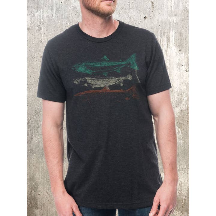 T-shirt Topographic Trout pour la vente par Black Lantern