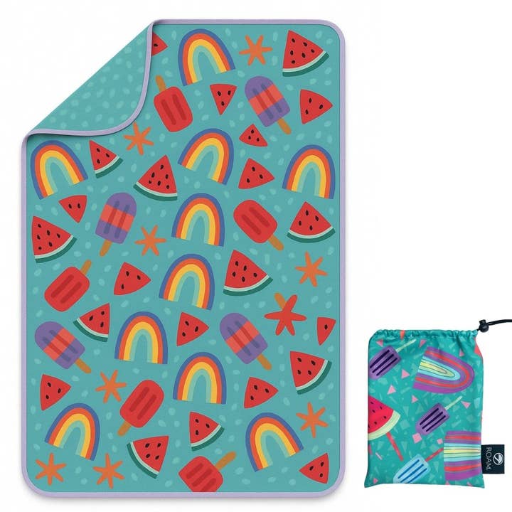 Kids UPF 50+ Beach Towel with Hood (Summer Fun) for wholesale by ROAM