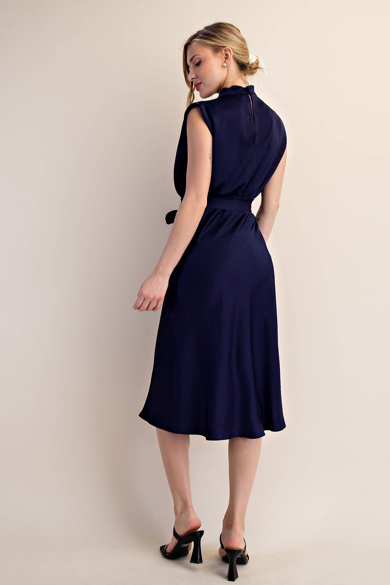 Glam - Wholesale Dress - Women's - Cowl Neck Midi Dress6