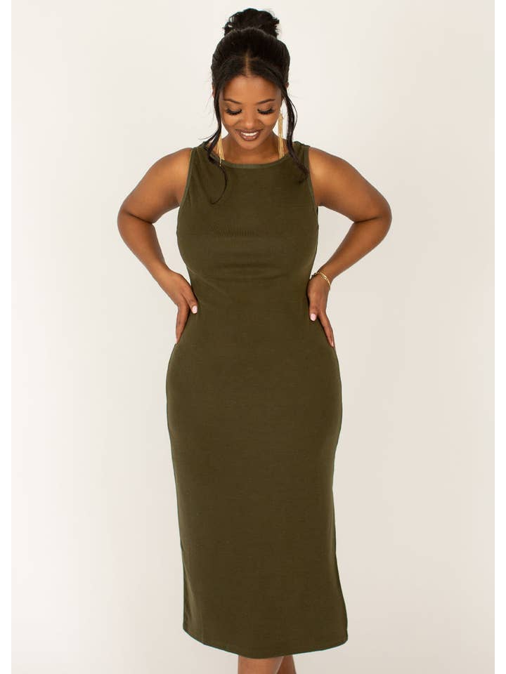 Joyfolie - Wholesale Dress - Women's - Women's Lizette Slip Dress in Dark Olive