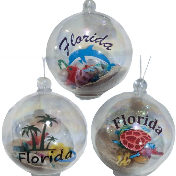 FL Bubble Ornament with Shells and Natural Sand for wholesale by Sea Creations