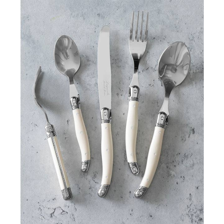 French Home – Engroshandel Bestiksæt – Laguiole Connoisseur 18/10 rustfrit stål elfenben bestik