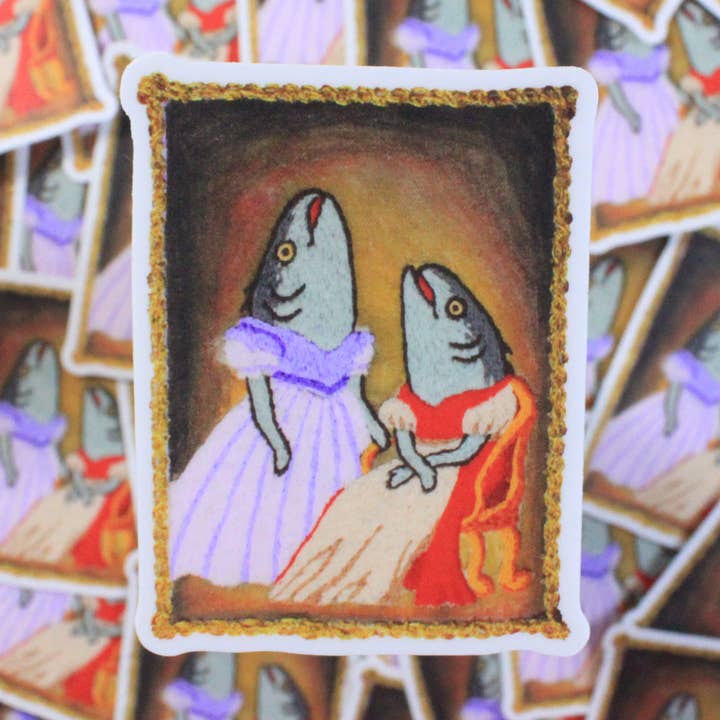 Autocollant en vinyle Poisson Dame Victorienne pour la vente par Emmy's Fibre Arts