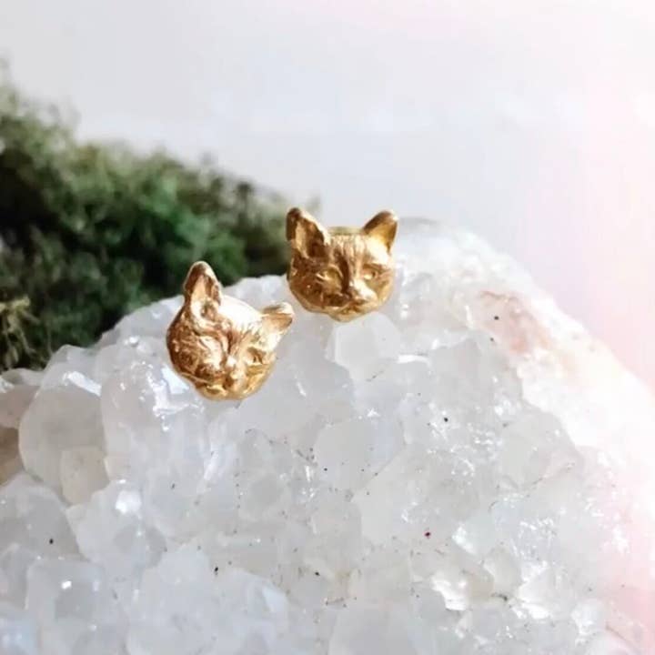 Helen Ethel Jewelry - Wholesale Stud/Post Earrings - Gilded Fauna: Meow Meow Studs3