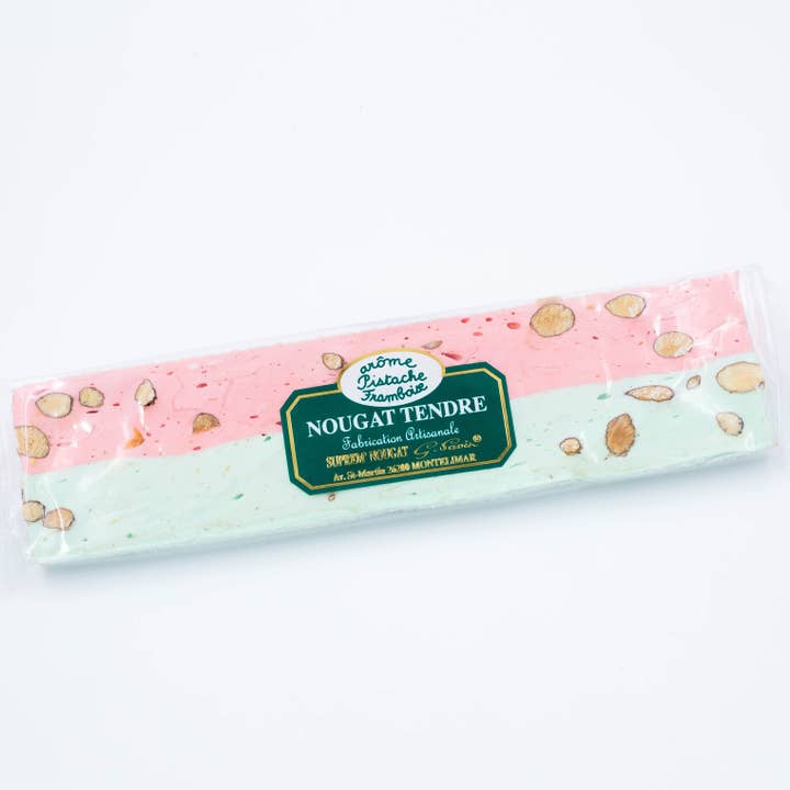 SUPREM' NOUGAT - Venta al por mayor Turrón - Barra de turrón - sabor pistacho frambuesa - 100g