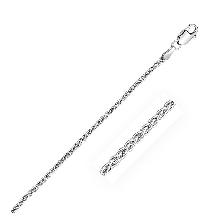 Chaîne en blé ronde en or blanc 14k (2,1 mm) pour la vente par RubyAnn Jewelry