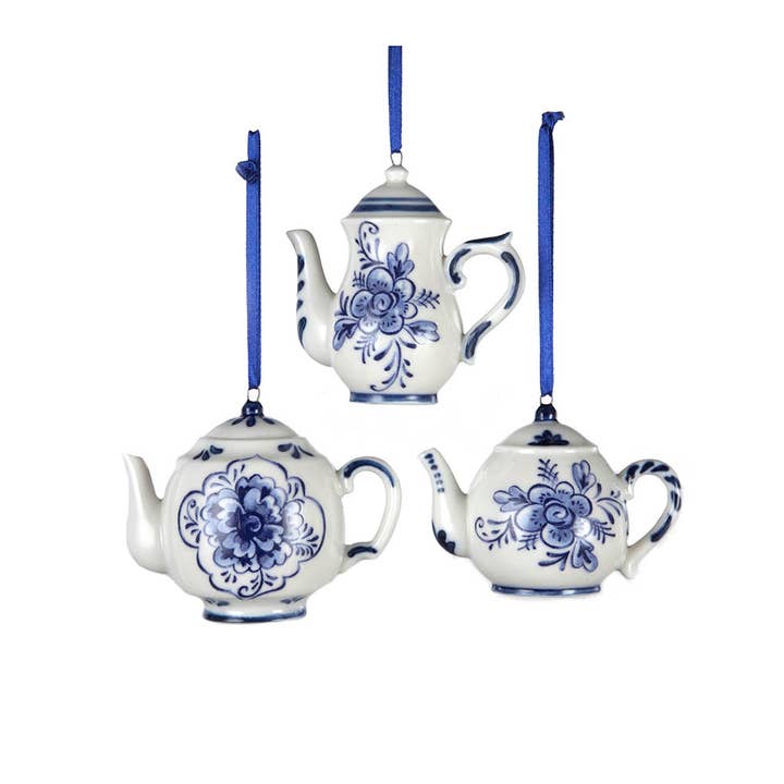 Kurt S. Adler, Inc. - Wholesale Ornament - 2-3"PORCLN DELFT BLUE TEAPOT ORNAMENT 3A