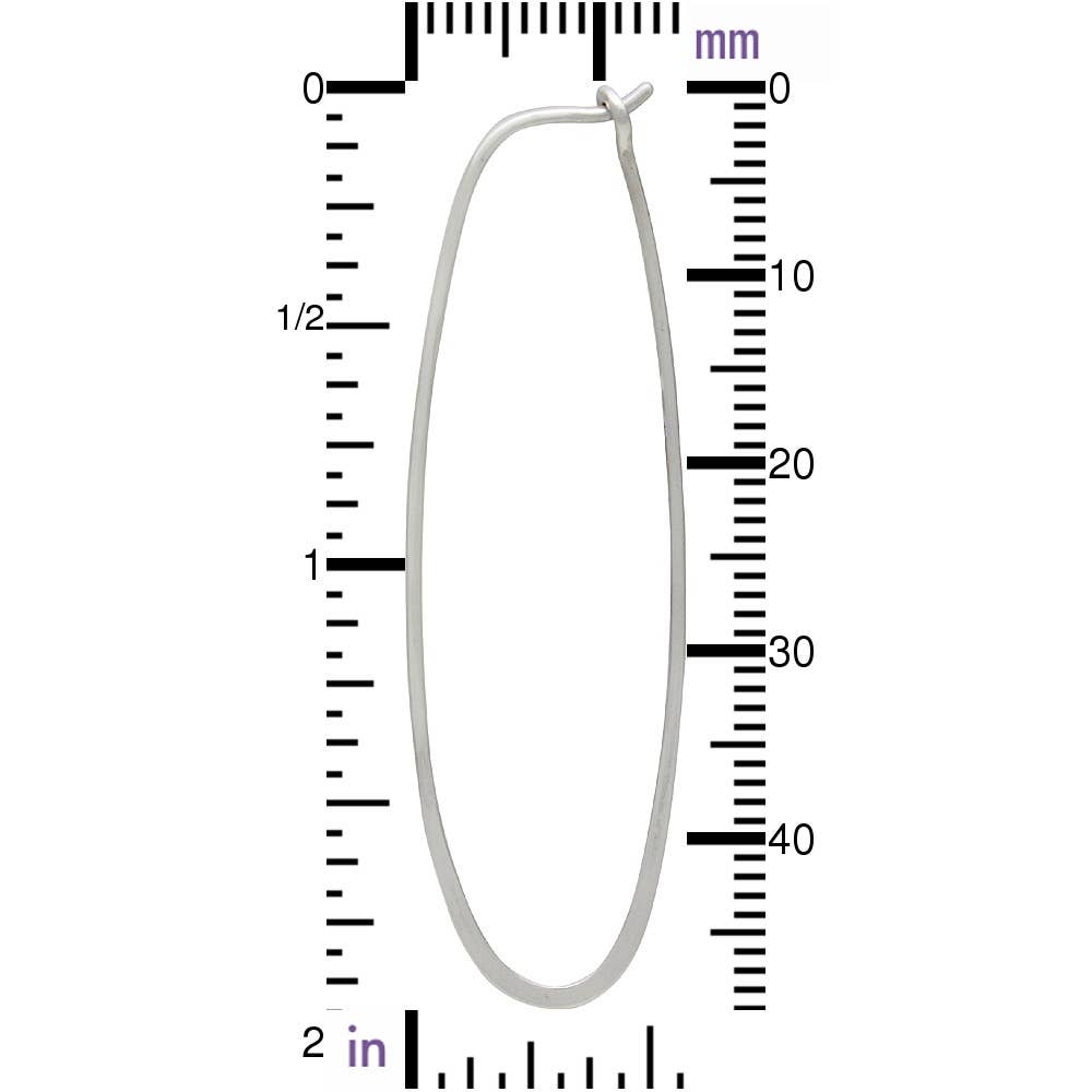 Nina Designs - Vente Créoles - Boucles d’oreilles ovales longues en argent sterling 50 x 15 mm2