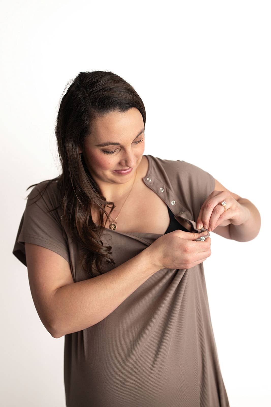 Three Little Tots - Wholesale Dress - Maternity - Cocoa Brown Maternity Mommy Labor & Delivery/ Nursing Gown 20