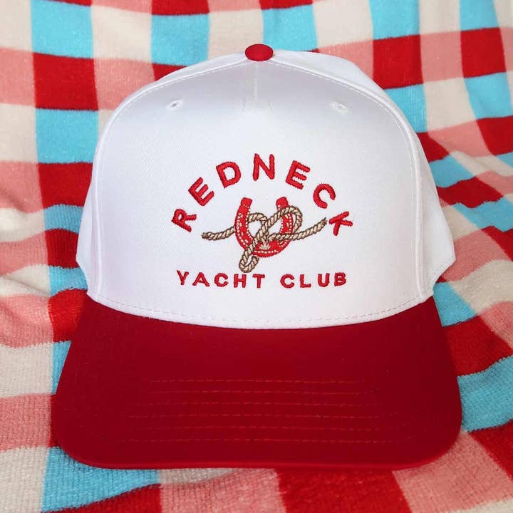 Sundrop – Engroshandel Hattetilbehør - Dame – Redneck Yacht Club Rød Broderet Hat0