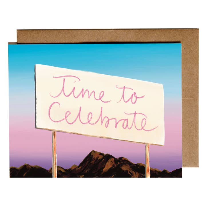 Calligraphy Card | Time to celebrate Desert Billboard for wholesale by everybuddy