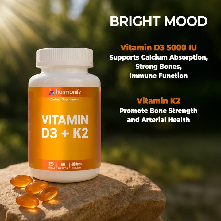 HARMONIFY - Wholesale Oral Supplement/Vitamin - Vitamin D3 K2 400 mcg | 120 Softgels | Bone & Heart Support1