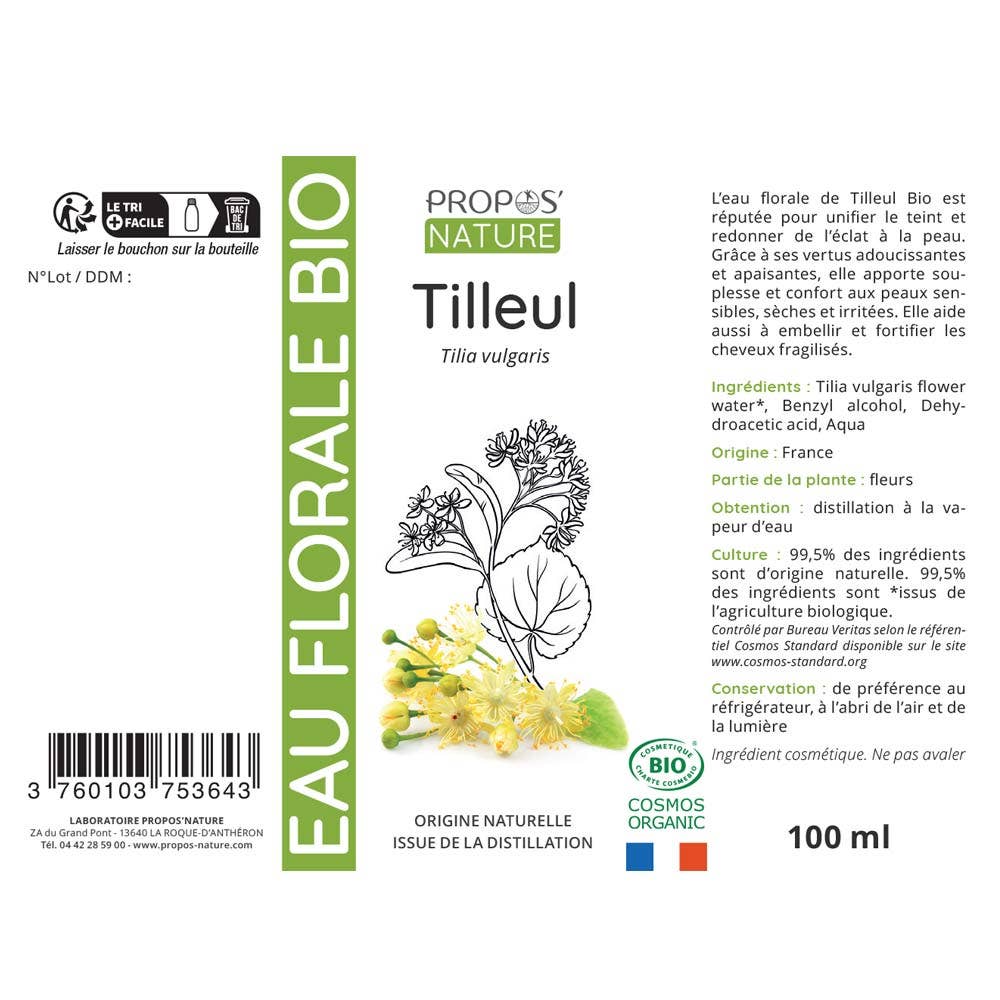 Propos'Nature - Wholesale Face & Body Mist/Water - Organic Linden Hydrosol - Floral Water - 100ml3