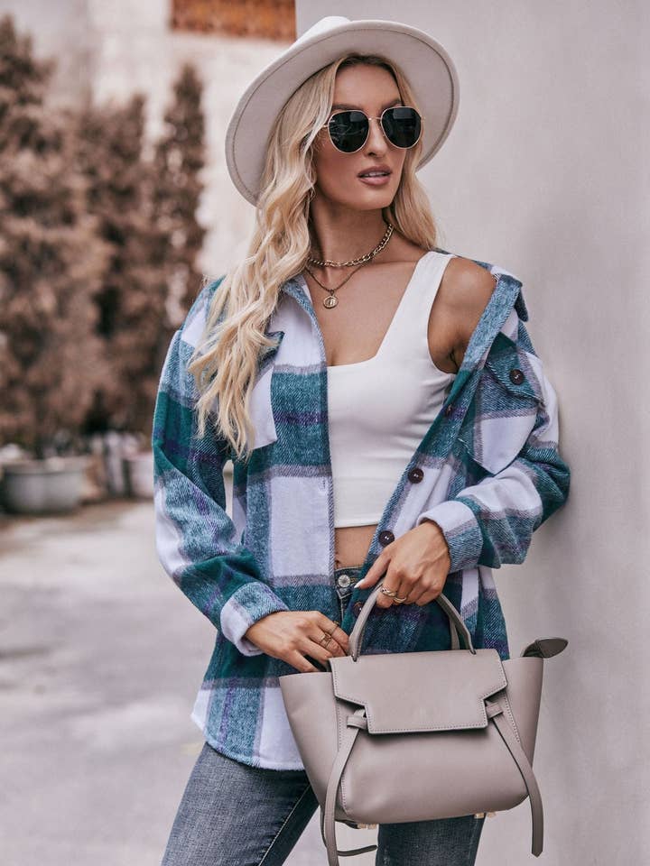 Suhkasana – wholesale Skjortjacka/jackett – Dam – Damers rutig flanellskjorta med fickor - Ledig och oversized16