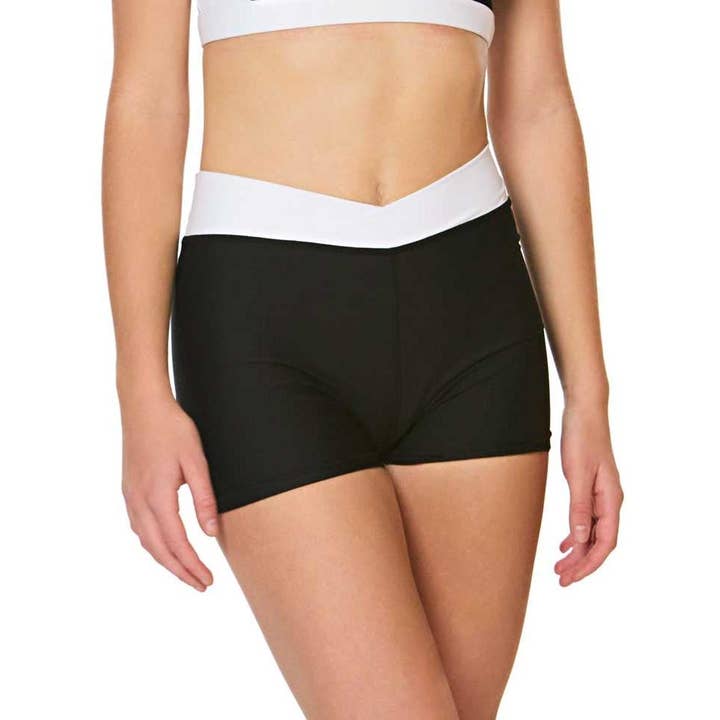Ava Compressieshort met V-taille - zwart en wit voor wholesale door Dragonwing