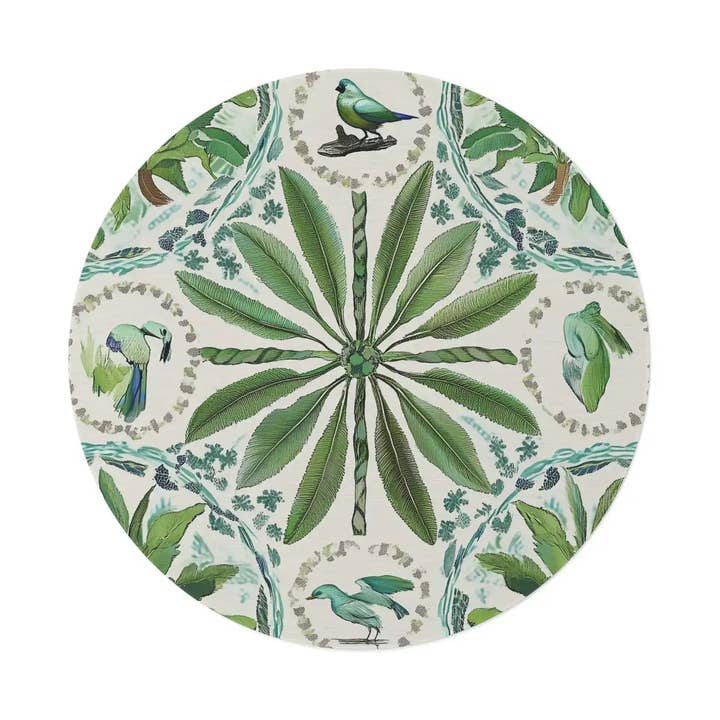 Tropisk grøn voliere rund tæppe for engroshandel hos Maia Homes