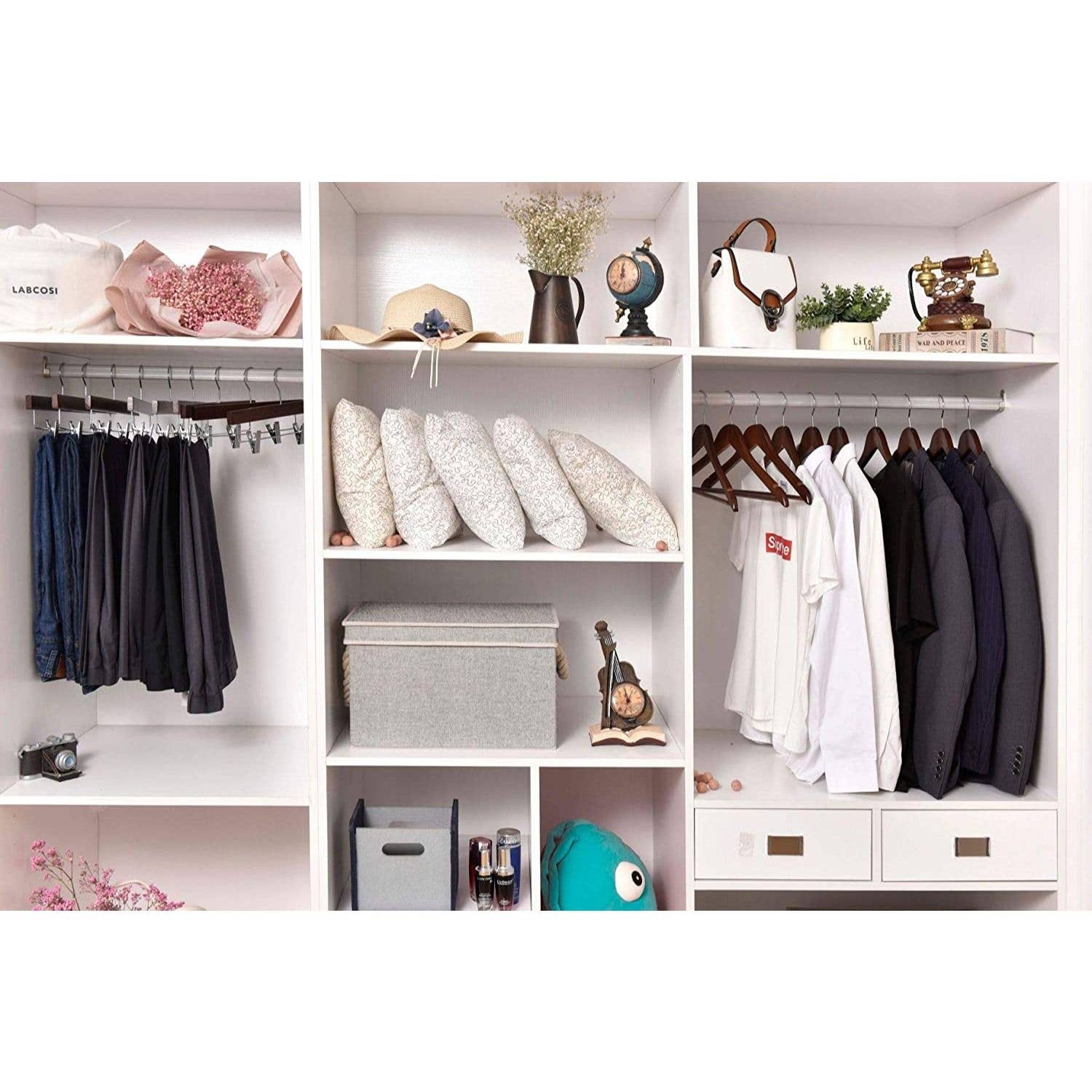 Quality Hangers - Wholesale Clothes Hangers - W023 - Wooden Straight Skirt Hangers-Walnut/Chrome Hook -1006