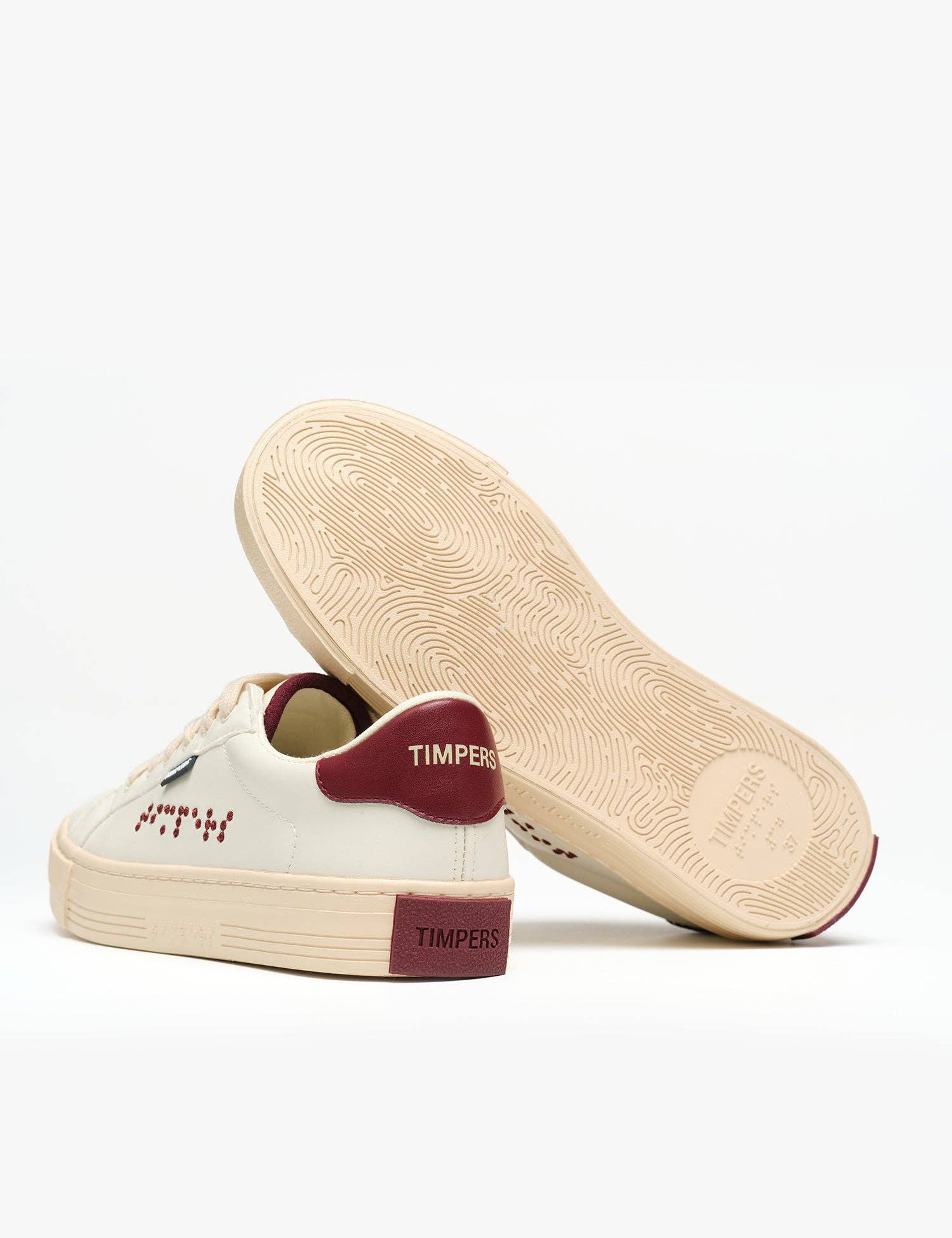 Timpers – wholesale Sportsneakers – Unisex – Vegan sneakers White Burgundy av Timpers från funktionshindrade designers4