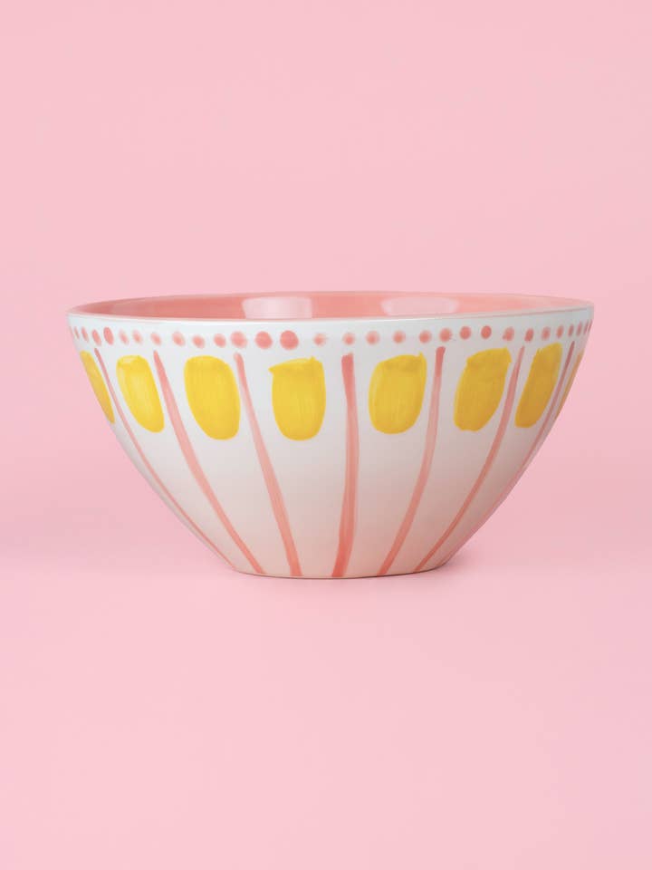 Tigela de Servir em Cerâmica Feita à Mão 1,5L Rosa e Amarelo VALENTINA por atacado de Alfar Tierra Cocida