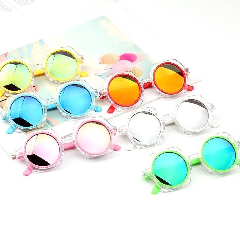 KiddieKickz – wholesale Sunglasses – kids – Children's Sunglasses New transparent frame reflective color7
