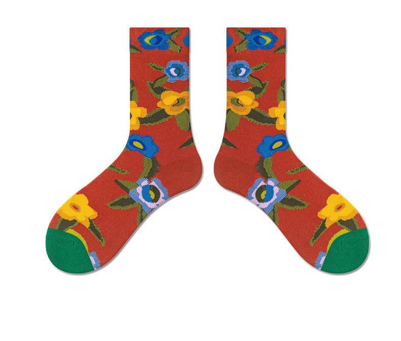 Tourtiwi - Vente Chaussettes – unisexe - Chaussettes vintage à plantes florales, chaussettes en coton, chaussettes longues7