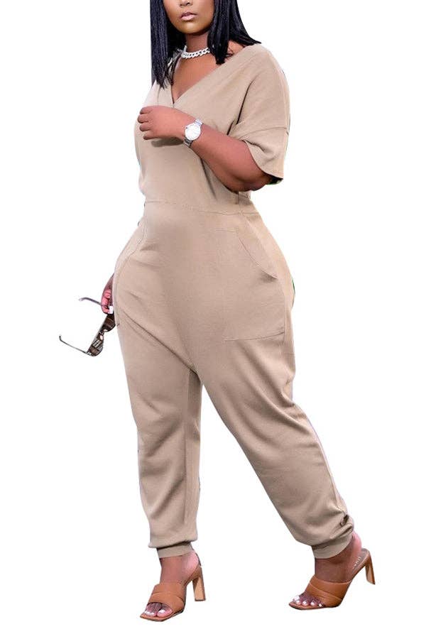 MB Fashion Wholesale - Vente Combinaison – femme - Combinaison sarouel décontractée à col en V et poches MB FASHION 8059R6