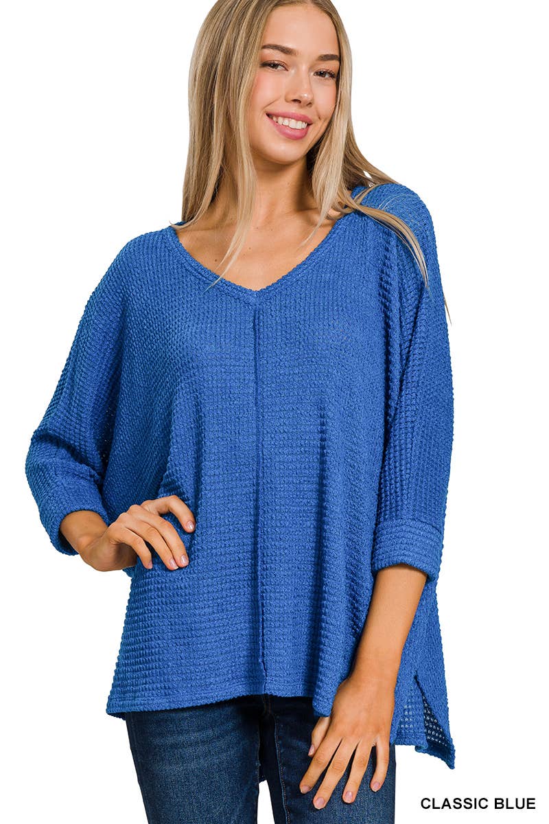 42POPS - Wholesale Knit Sweater - Women's - `.V Neck Hi Low Hem Jacquard Sweater26